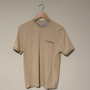 Men's Denim & Flower Tan T-Shirt with Pocket Detail